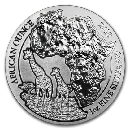 Ruanda: Onza Africana - Jirafa 1 oz Plata 2018