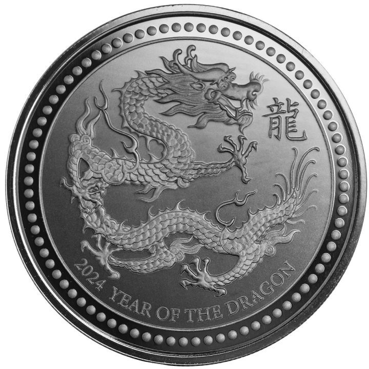 Samoa: Año del Dragón 2 oz Plata 2024 Rodio Negro