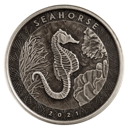 Samoa: Caballito de mar 1 oz Plata 2021 Moneda Antigua