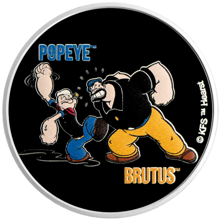 Samoa: Popeye and Brutus kolorowany 1 uncja Srebra 2024 