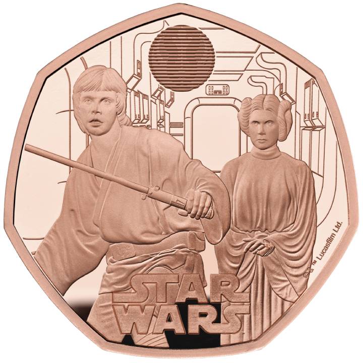 Star Wars: Luke Skywalker y la Princesa Leia 50p Oro 2023 Proof