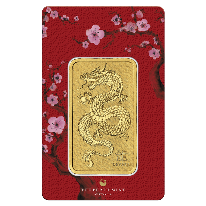 The Perth Mint bar: Lunar - Año del Dragón 1 oz Oro LBMA