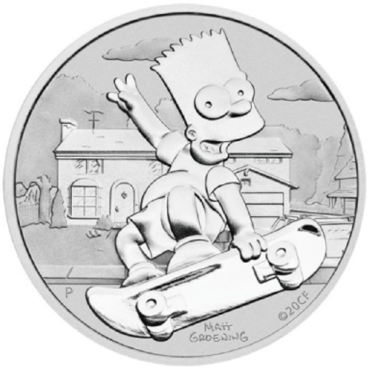 Tuvalu: Bart Simpson 1 oz Plata 2020 Proof