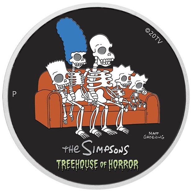 Tuvalu: Los Simpson - Treehouse Of Horror coloreado 1 oz Plata 2022